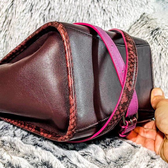 EUC - COACH CROSBY CARRYALL 21 w/EDGEPAINT AND PYTHON EMBOSSED HANDLES (F20894) - Picture 7 of 12